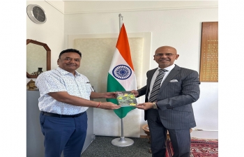 Ambassador Mridul Kumar met Mr. Rajesh Jagetia, Marketing Consultant of H.P. State Handicrafts & Handloom Corporation Ltd. at Embassy of India, Berne on 09 August 2024